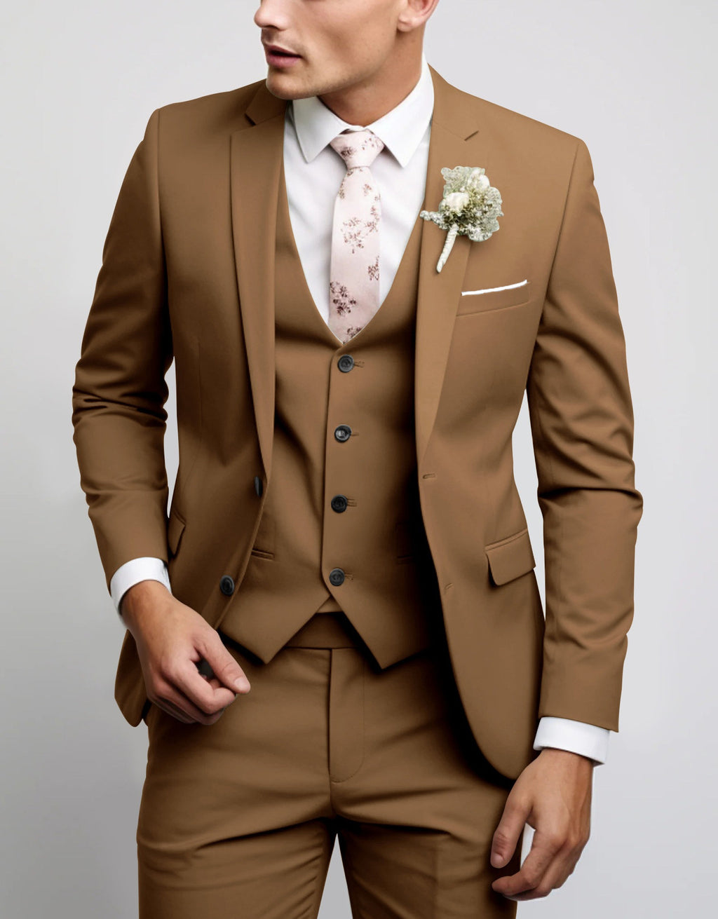 Men's 3 Piece Suit Set Slim Fit Formal Business Wedding Suit Jacket Vest Pants Set