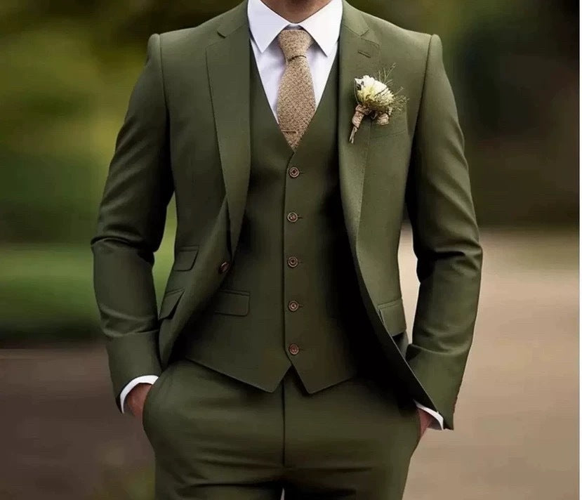 Men's 3 Piece Suit Set Slim Fit Formal Business Wedding Suit Jacket Vest Pants Set