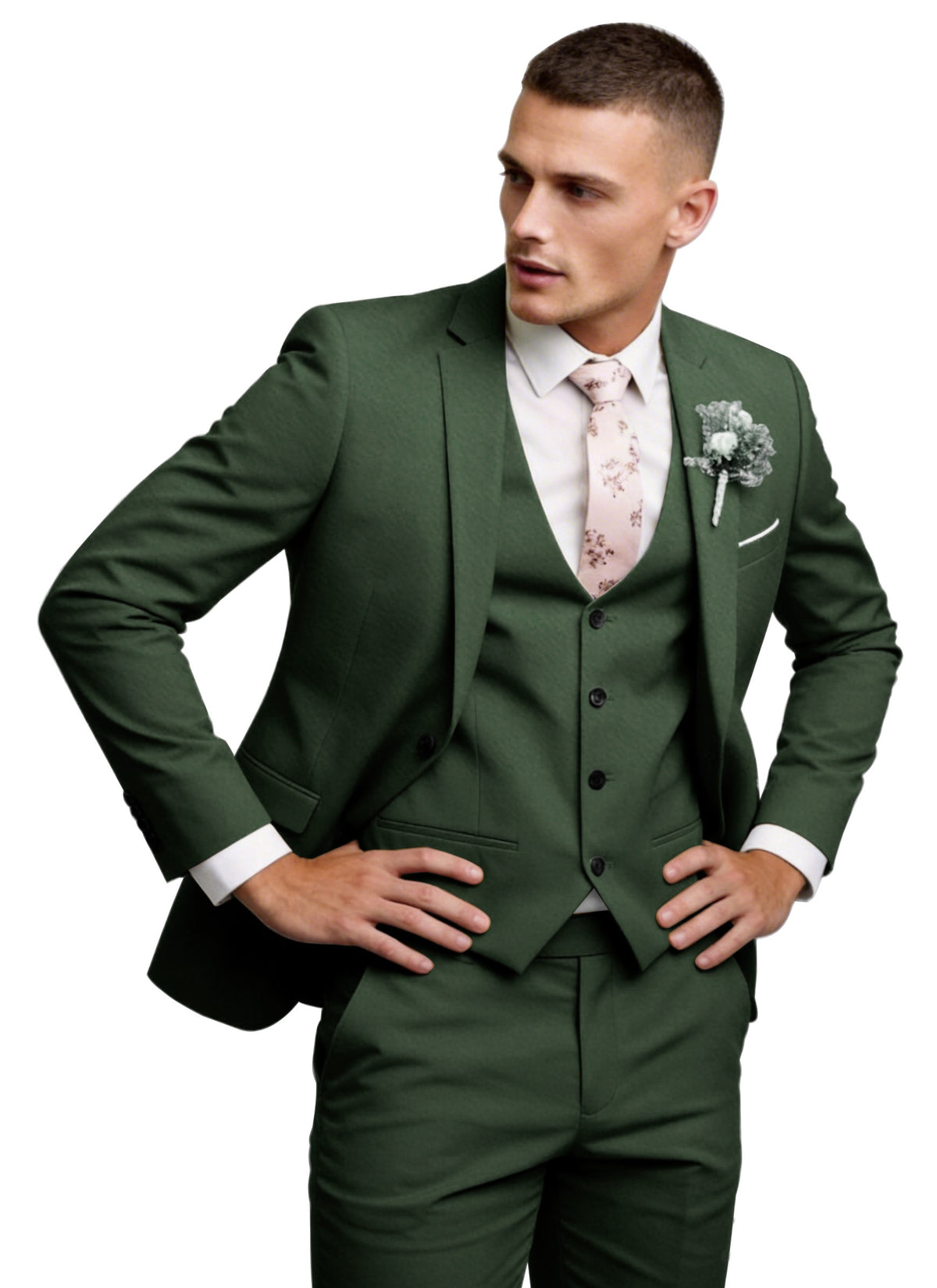 Men's 3 Piece Suit Set Slim Fit Formal Business Wedding Suit Jacket Vest Pants Set