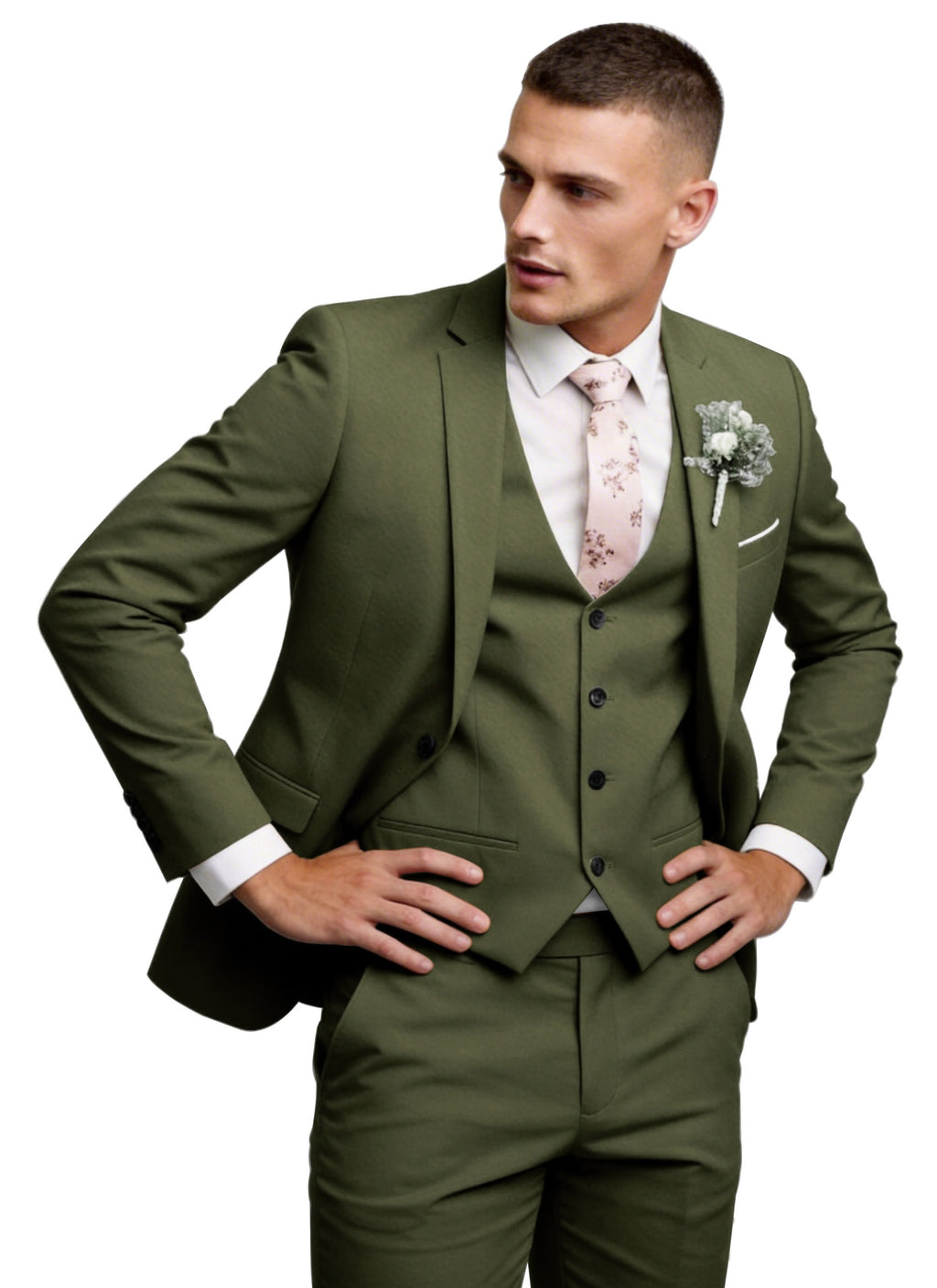 Men's 3 Piece Suit Set Slim Fit Formal Business Wedding Suit Jacket Vest Pants Set