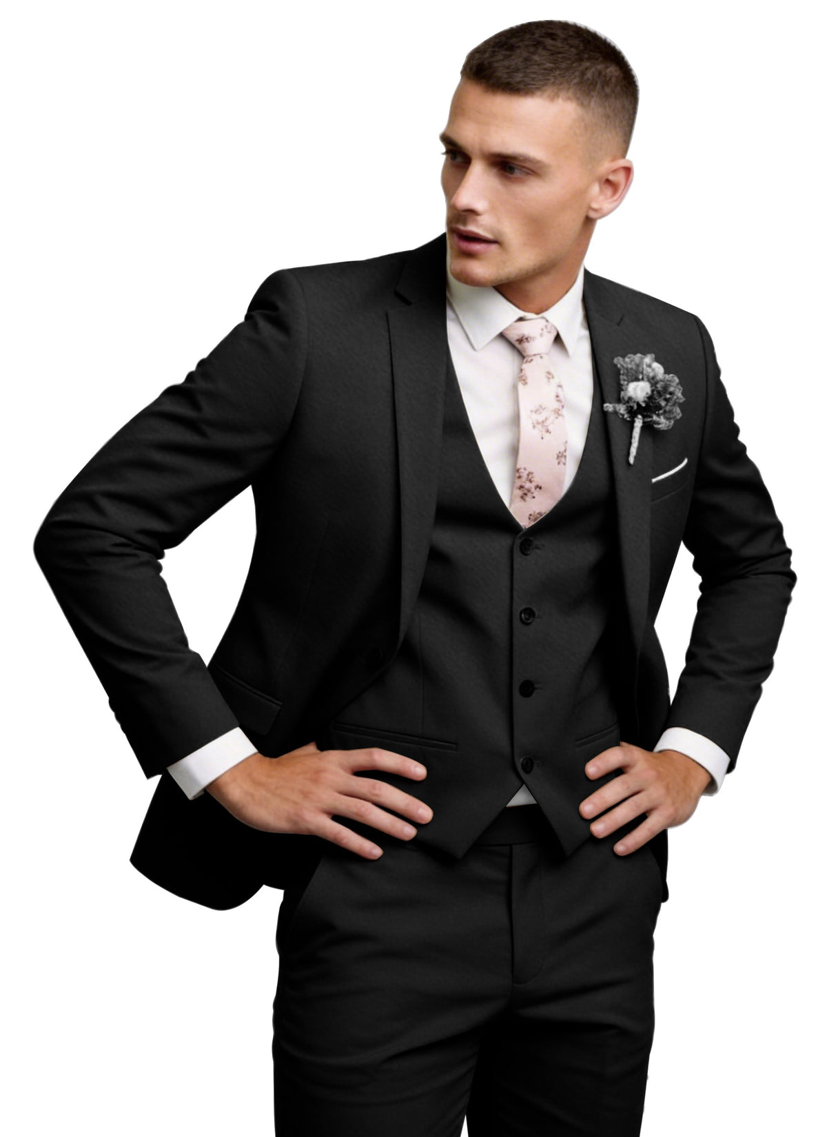 Men's 3 Piece Suit Set Slim Fit Formal Business Wedding Suit Jacket Vest Pants Set