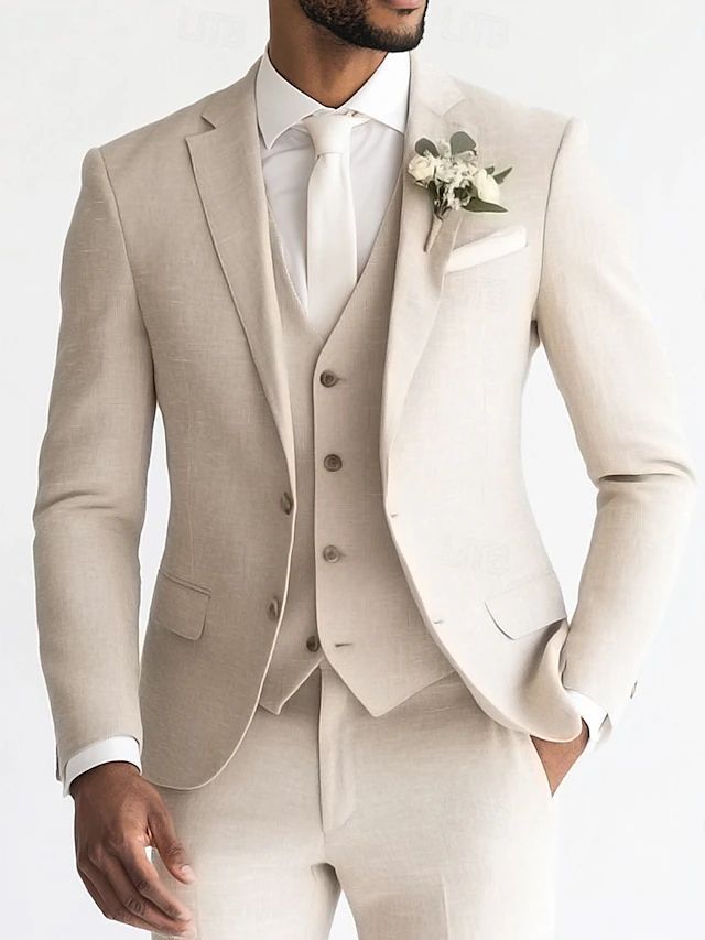 Men's 3 Piece Suit Set Slim Fit Formal Business Wedding Suit Jacket Vest Pants Set