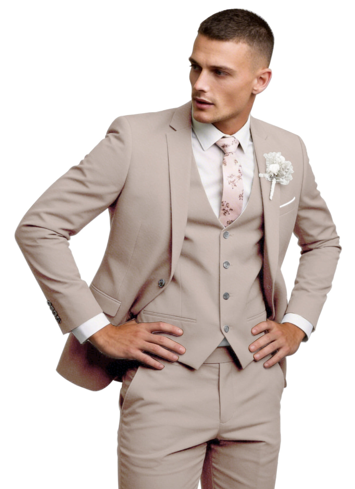 Men's 3 Piece Suit Set Slim Fit Formal Business Wedding Suit Jacket Vest Pants Set