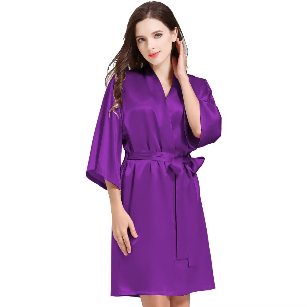 Women¡®s Silky Robes Satin Wedding Party Bridesmaid Robe Kimono Cardigan Loungewear Lightweight Nightgowns