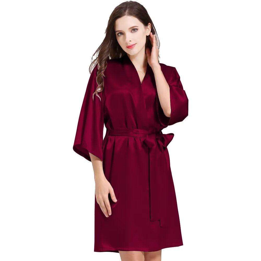 Women¡®s Silky Robes Satin Wedding Party Bridesmaid Robe Kimono Cardigan Loungewear Lightweight Nightgowns