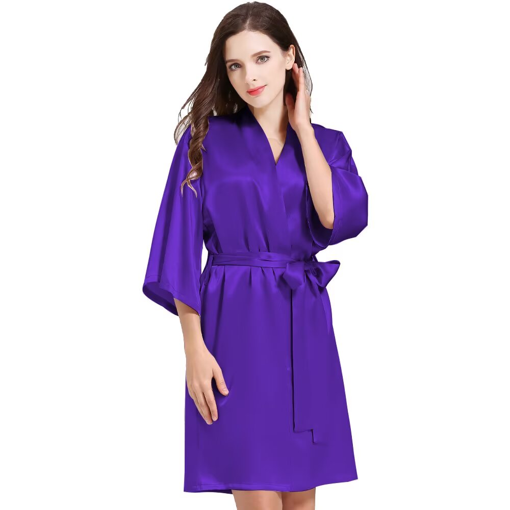 Women¡®s Silky Robes Satin Wedding Party Bridesmaid Robe Kimono Cardigan Loungewear Lightweight Nightgowns