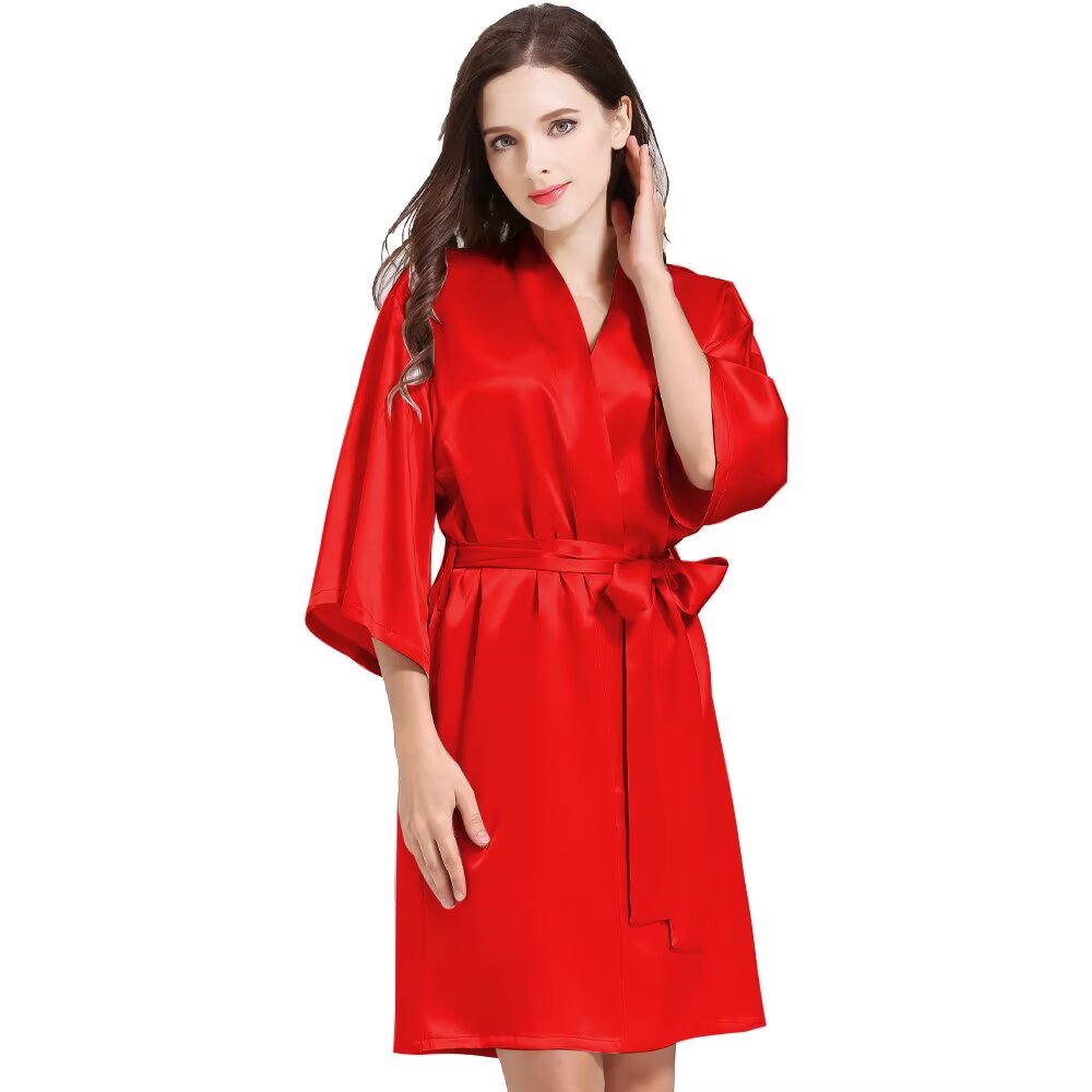 Women¡®s Silky Robes Satin Wedding Party Bridesmaid Robe Kimono Cardigan Loungewear Lightweight Nightgowns