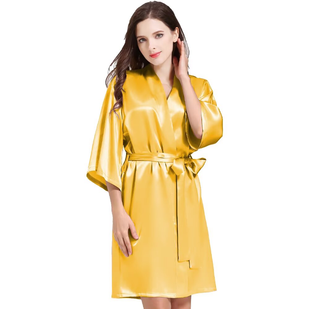 Women¡®s Silky Robes Satin Wedding Party Bridesmaid Robe Kimono Cardigan Loungewear Lightweight Nightgowns