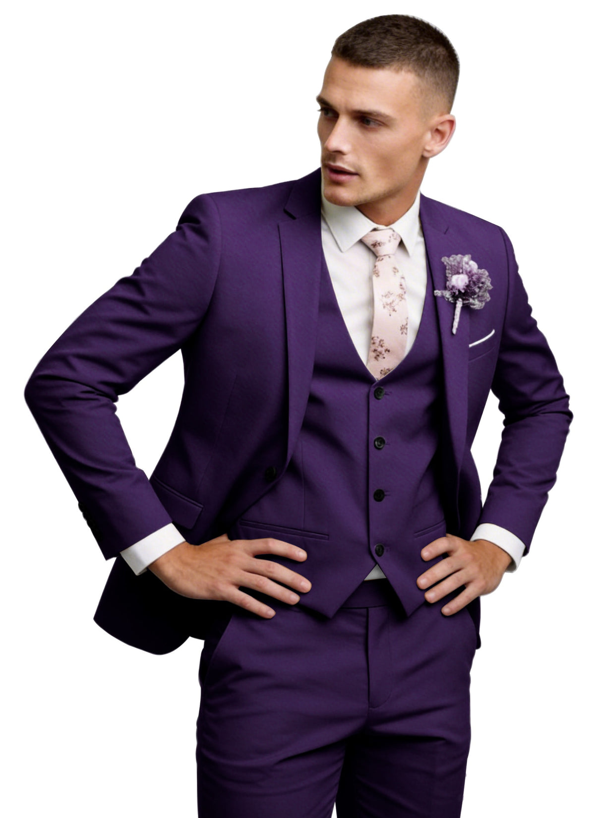 Men's 3 Piece Suit Set Slim Fit Formal Business Wedding Suit Jacket Vest Pants Set