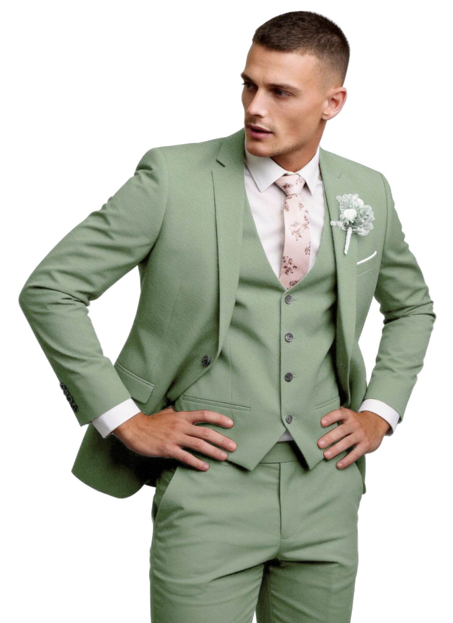 Men's 3 Piece Suit Set Slim Fit Formal Business Wedding Suit Jacket Vest Pants Set