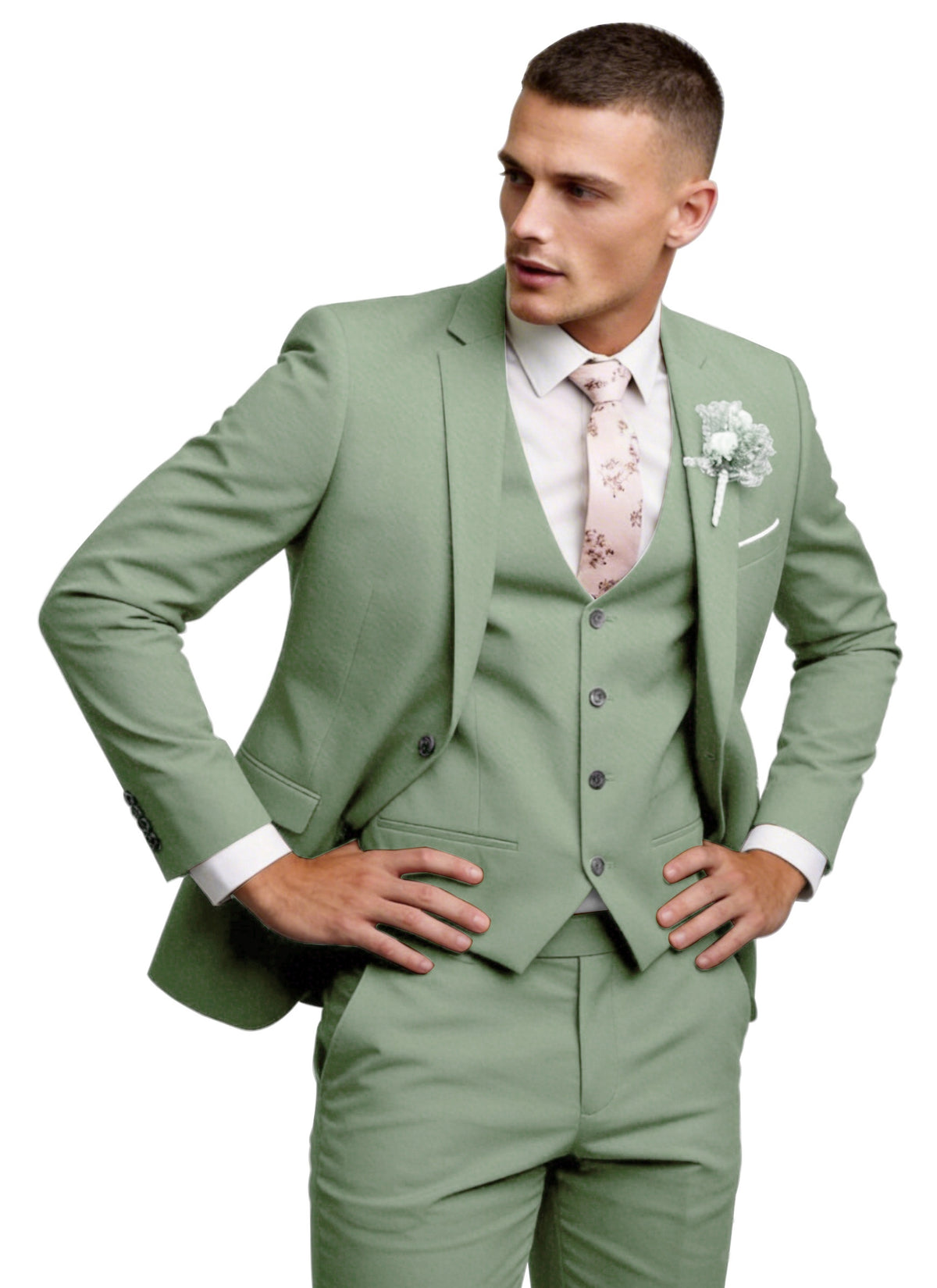 Men's 3 Piece Suit Set Slim Fit Formal Business Wedding Suit Jacket Vest Pants Set