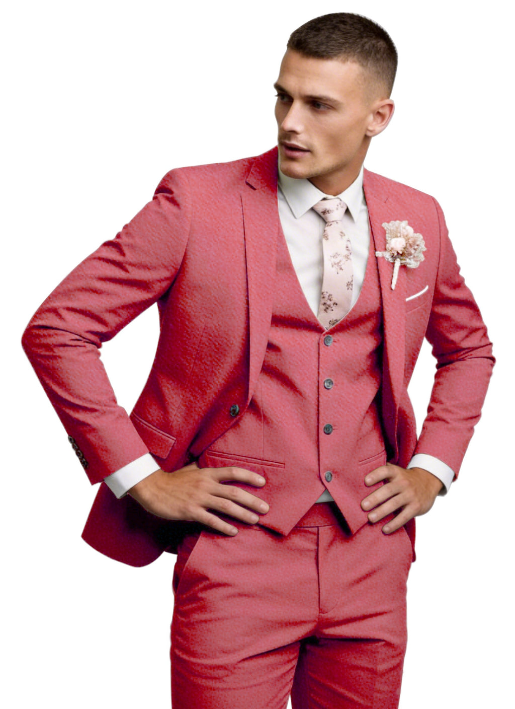 Men's 3 Piece Suit Set Slim Fit Formal Business Wedding Suit Jacket Vest Pants Set